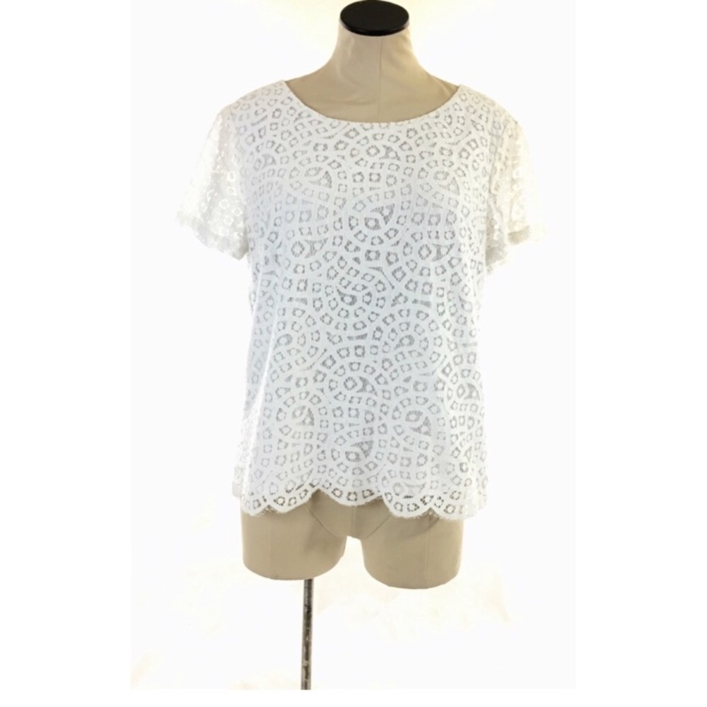 J. Crew battenburg lace top, size 10/M-L